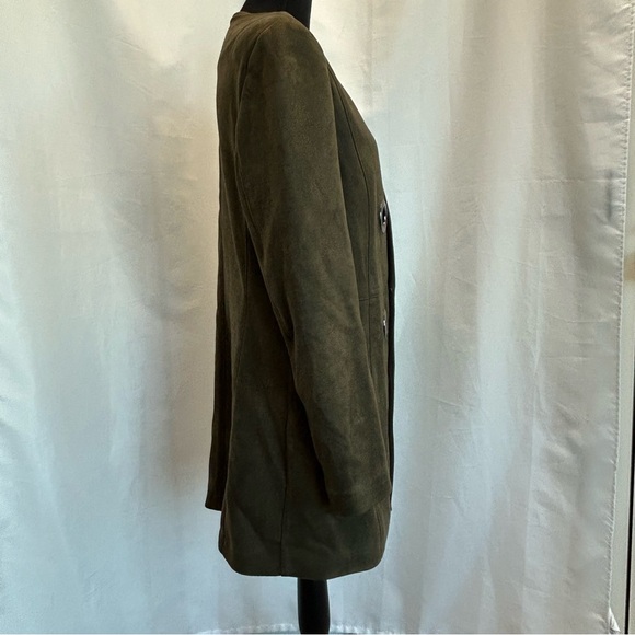 Melanie Lyne forest green faux suede grommet blazer dress coat Sz 10 NWOT - Picture 3 of 14